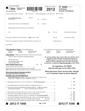 Ohio IT 1040 Individual Income Tax Return