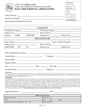 Ball Field Rental Application