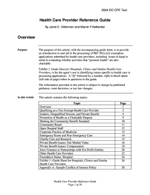 Health Care Provider Tax-Exempt Guide