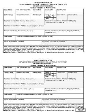 Connecticut Firearm Sale or Transfer Form