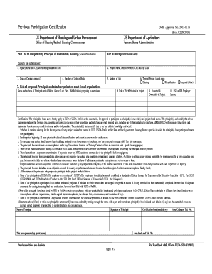 Previous Participation Certification