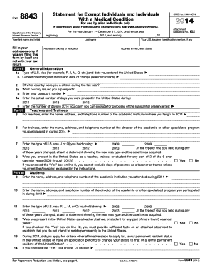 Form 8843 for Alien Individuals with Medical Condition