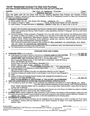 Florida AS IS Residential Contract For Sale And Purchase