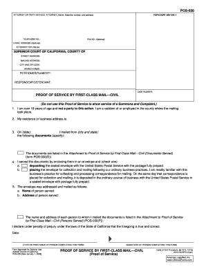 Proof of Service by First-Class Mail - Civil