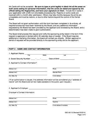California Dental Board Authorization Request