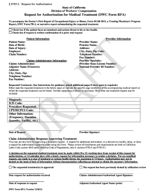 California Request for Authorization for Medical Treatment