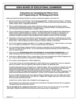 Iowa Educator Waiver and Fingerprinting Form