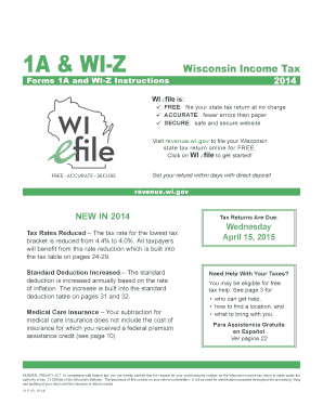 Wisconsin Income Tax Forms 1A and WI-Z