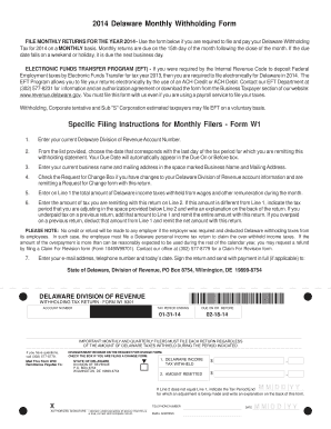 Delaware Monthly Withholding Form
