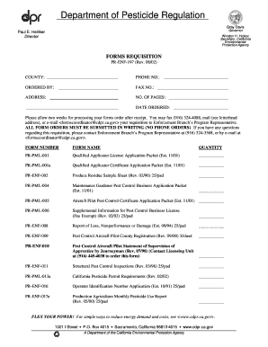 California Pesticide Forms Requisition