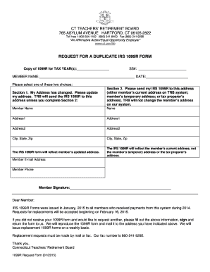 Request for Duplicate IRS 1099R Form