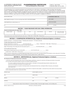 FEMA Floodproofing Certificate for Non-Residential Structures