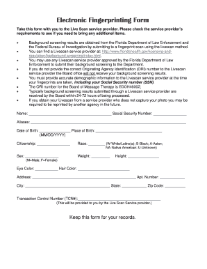 Electronic Fingerprinting Form