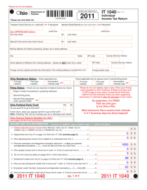 Ohio IT 1040 Individual Income Tax Return