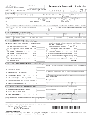 Wisconsin Snowmobile Registration Application