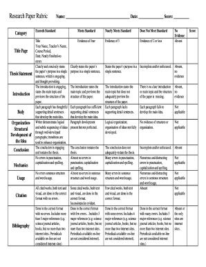 Research Paper Rubric