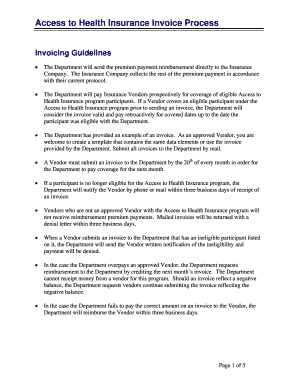 Idaho Access to Health Insurance Invoice