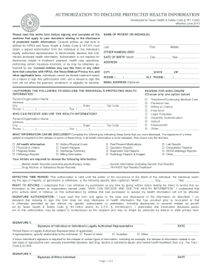 Authorization to Disclose Protected Health Information