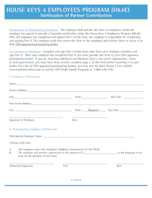 House Keys 4 Employees Program Verification Form