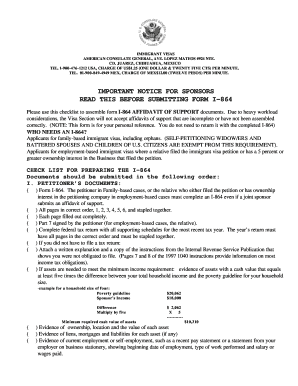 I-864 Affidavit of Support Checklist