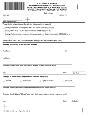 California Workers' Compensation Stipulations with Request for Award