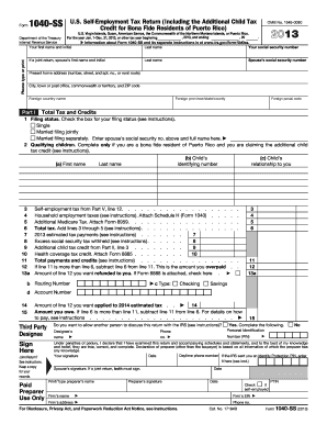 US Self-Employment Tax Return Form 1040-SS
