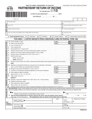 Hawaii Partnership Return of Income Form N-20