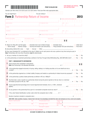 Massachusetts Form 3 Partnership Return of Income 2013
