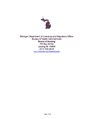 Michigan Nurse Specialty Certification Application