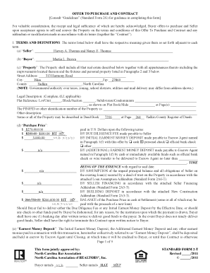 North Carolina Residential Purchase Agreement