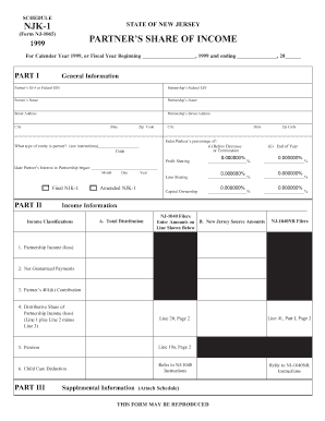 New Jersey Partner’s Share of Income Form