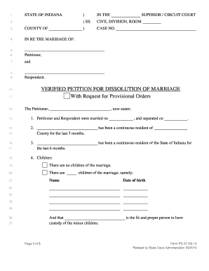 Indiana Divorce Petition