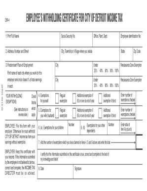 DW-4 Employee Withholding Certificate