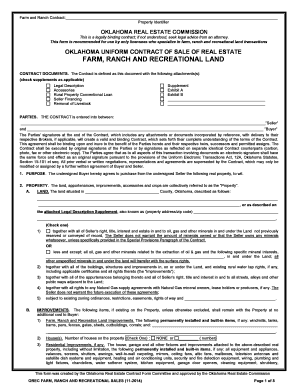 Oklahoma Farm Ranch Recreational Land Sale Contract