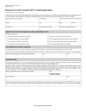 Michigan EFT Credit Application