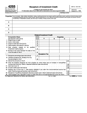 Form 4255 Recapture of Investment Credit