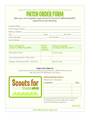 Boy Scouts of America Patch Order Form