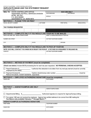 California Duplicate Wage and Tax Statement Request