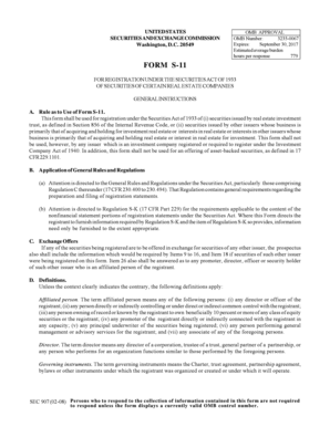 Form S-11 for Real Estate Companies