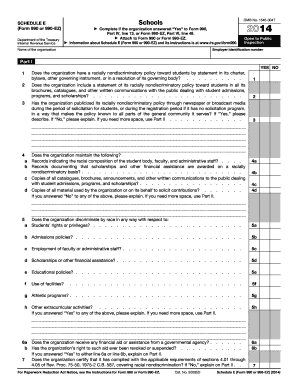 Schedule E Form 990 or 990-EZ
