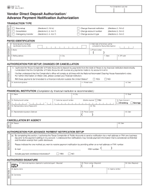 Texas Vendor Direct Deposit Authorization Form