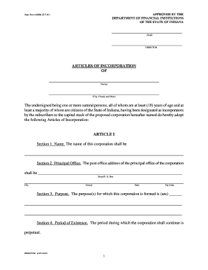 Indiana Articles of Incorporation