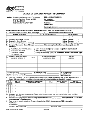 California Change of Employer Account Information Form
