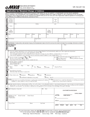 Maryland Change of Address Application
