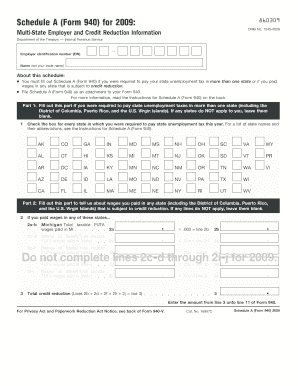 Schedule A (Form 940) for 2009