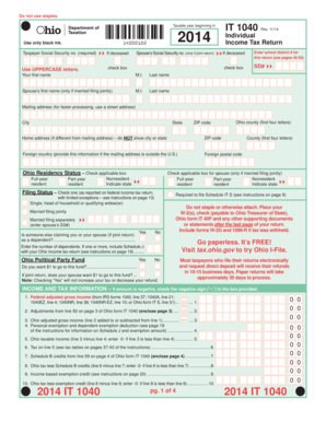 Ohio IT 1040 Individual Income Tax Return