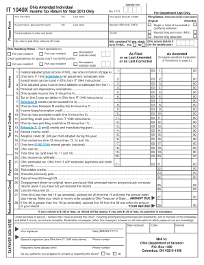 Ohio Amended Individual Income Tax Return