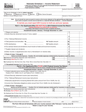 Nebraska Homestead Exemption Income Statement