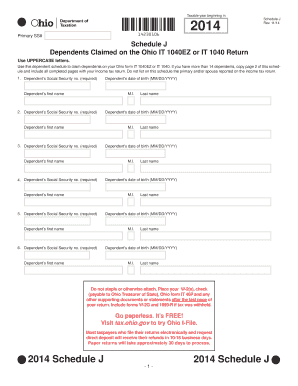 Ohio Schedule J Dependent Form