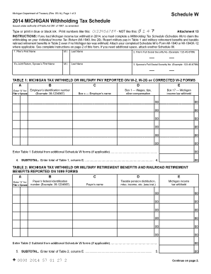 Michigan Withholding Tax Schedule W